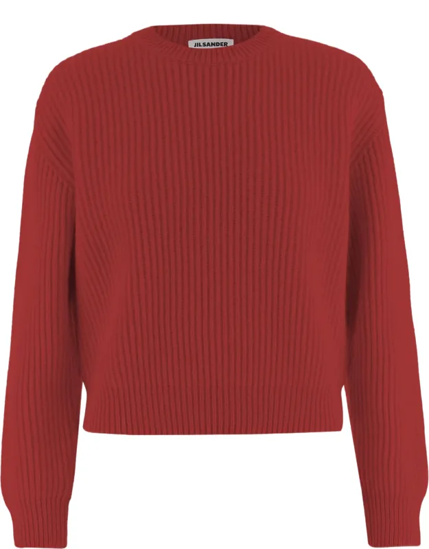 Ribbed Knit Wool Sweater