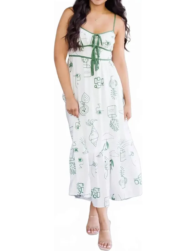 Line Print Midi Dress