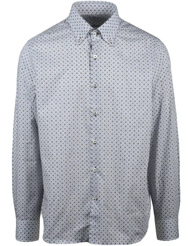 Casual Long-sleeve Shirt With Subtle Geometric Pattern