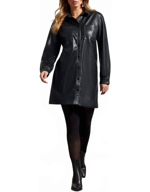 Pleather Button Front Dress