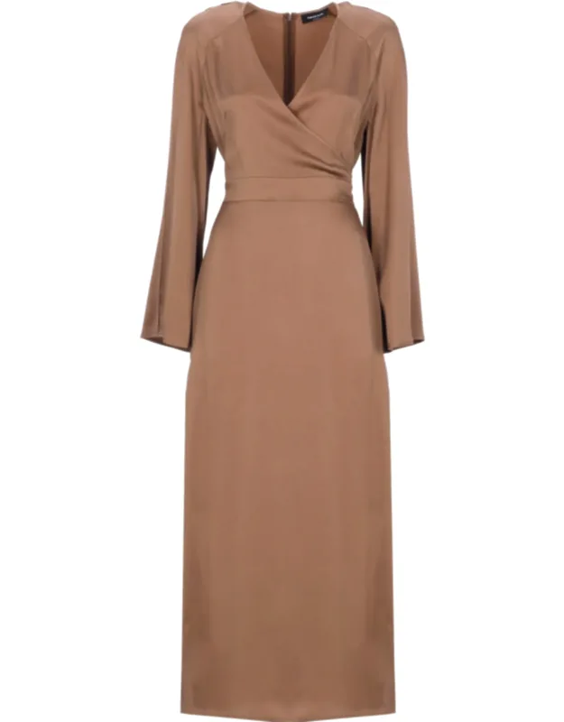 Viscose Midi Dress With V-neck And Lace Details