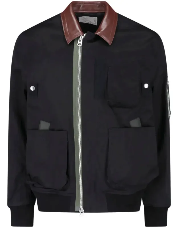 Cotton Leather Collar Jacket