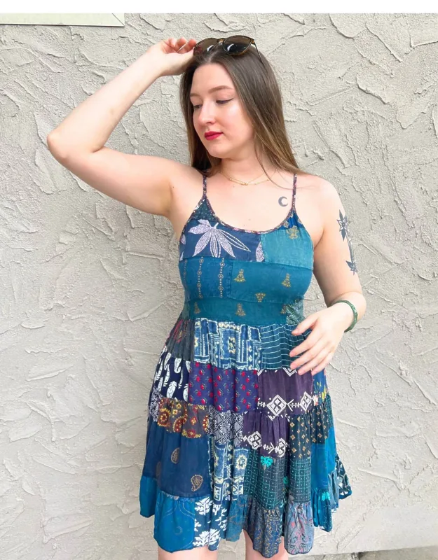 Spaghetti Strap Patchwork Dress