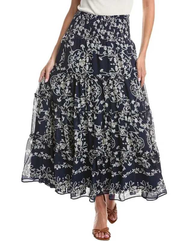 Tiered Smock Waist Maxi Skirt