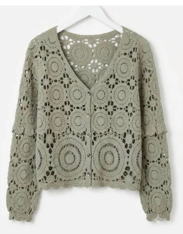 V-neck Crochet Cardigan