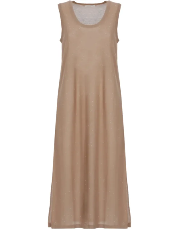 Sequined Viscose Midi Dress With Sleek Hem Vents