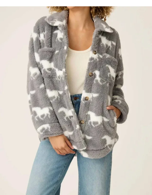 Let's Get Cozy Plush Horse Print Jacket