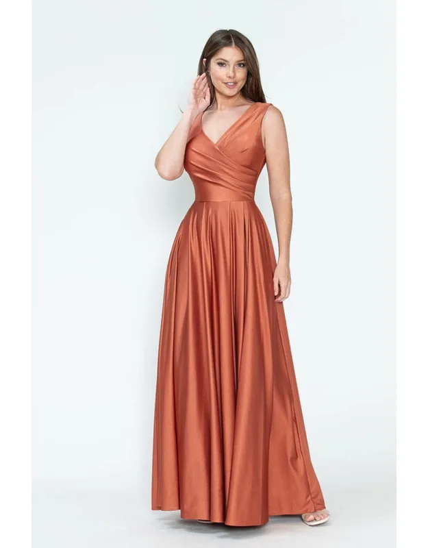 Simple Sleeveless Stretchy Long Dress With Side Pockets