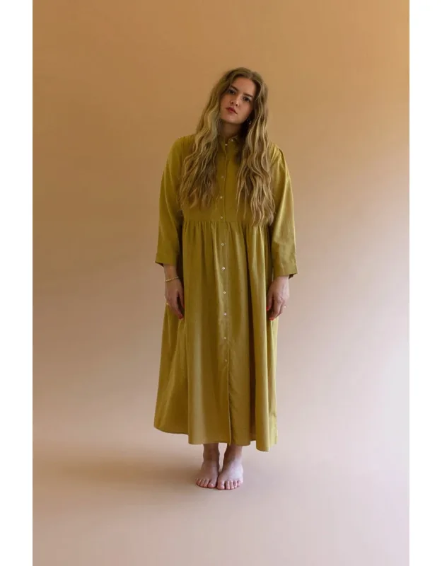 Long-sleeve Buttondown Dress With Pockets