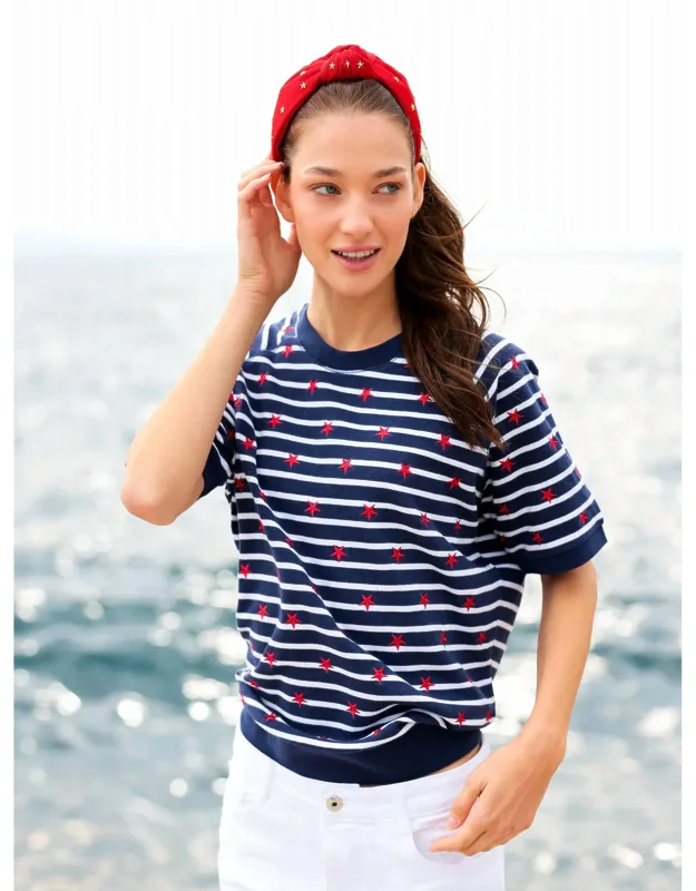 Stripes And Stars Short Sleeve Sweatshirt