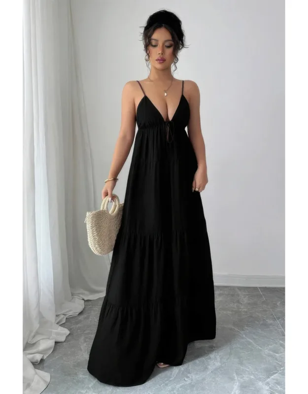 Sleeveless Elegant Suspender Aline Maxi Dress