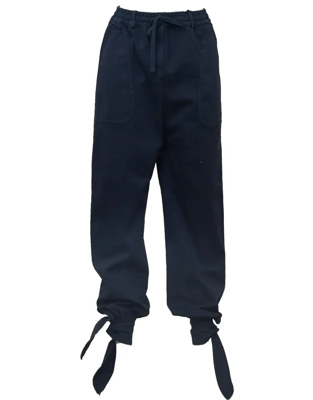 Utility Cargo Pants With Adjustable Waistband And Tie Hem