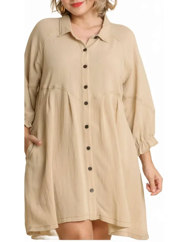 Washed Button Down Mini Dress