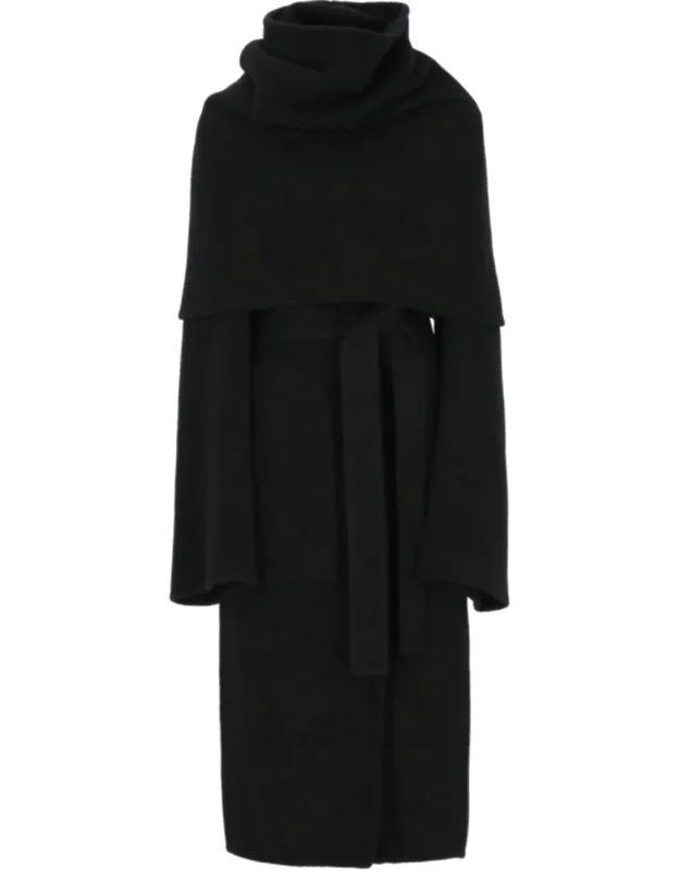 Long Cashmere Coat With Distinctive Cape And Matching Belt