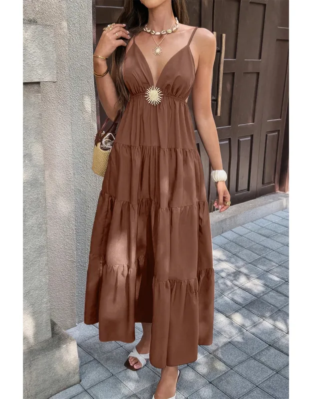High Waist Sleeveless Open Back Dress