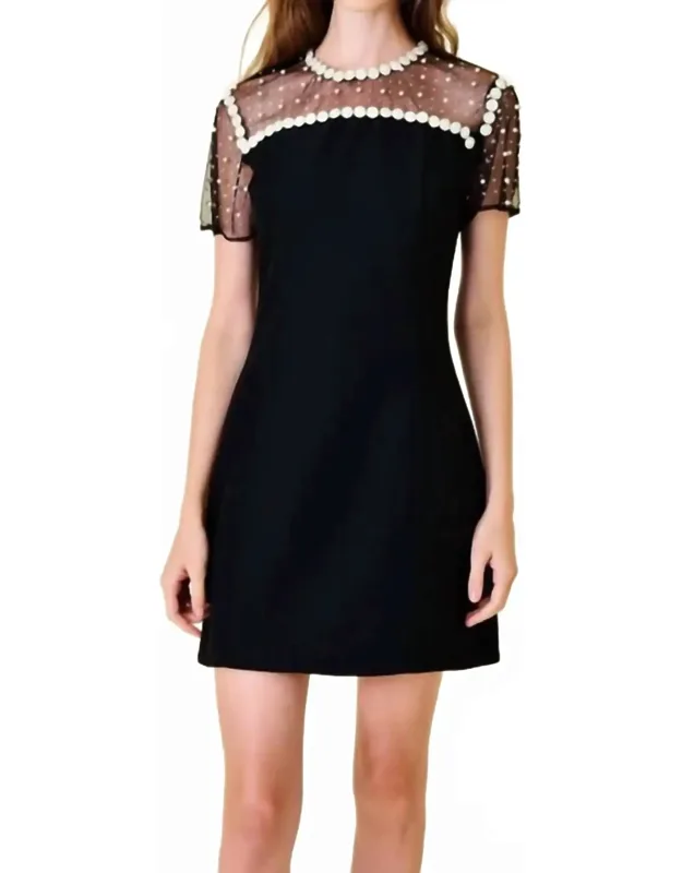 Contrast Pearl Tulle Dress