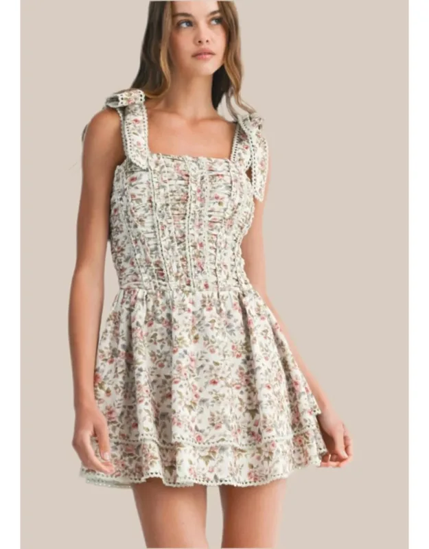 Flirty Floral Ruched Mini Dress