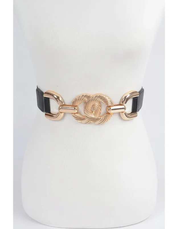 Trendy Metal Buckle Elastic Belt With Stretch Fit And Versatile Styling