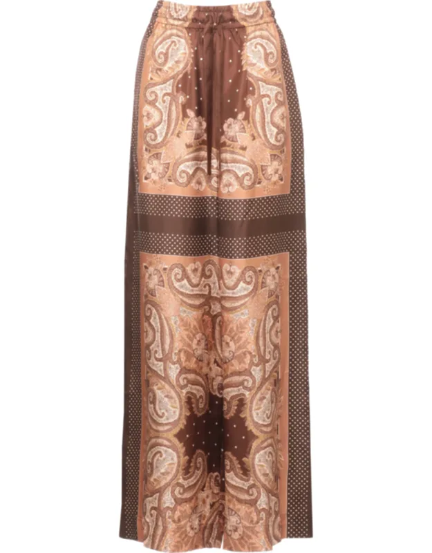 Luna Paisley Pattern Silk Pants