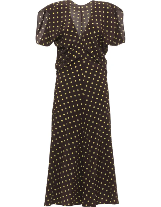 Polka Dot Silk Midi Dress