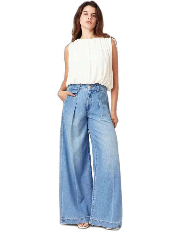 Pleated Denim Trousers