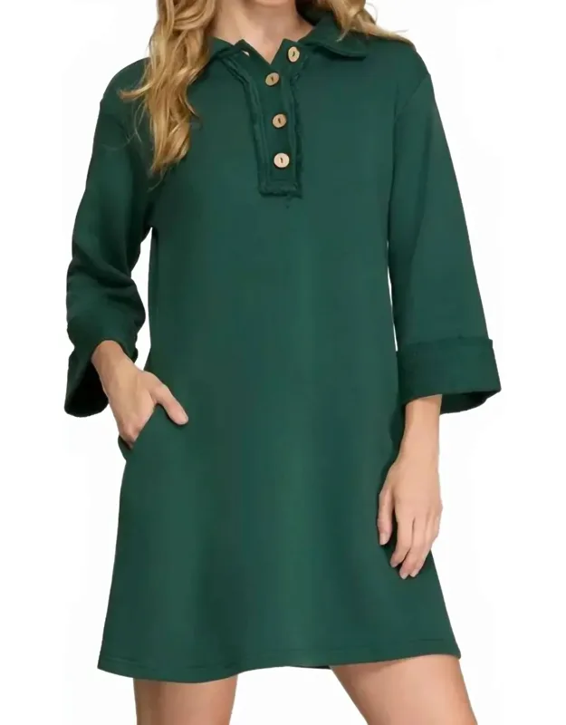 3/4 Sleeve Knit Collared Dress