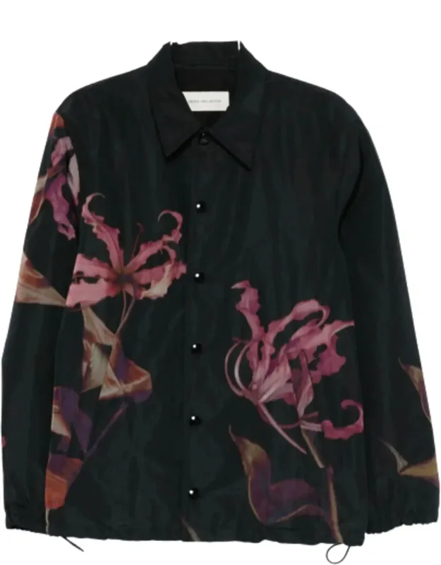 Printed Abstract Floral Bomber Jacket
