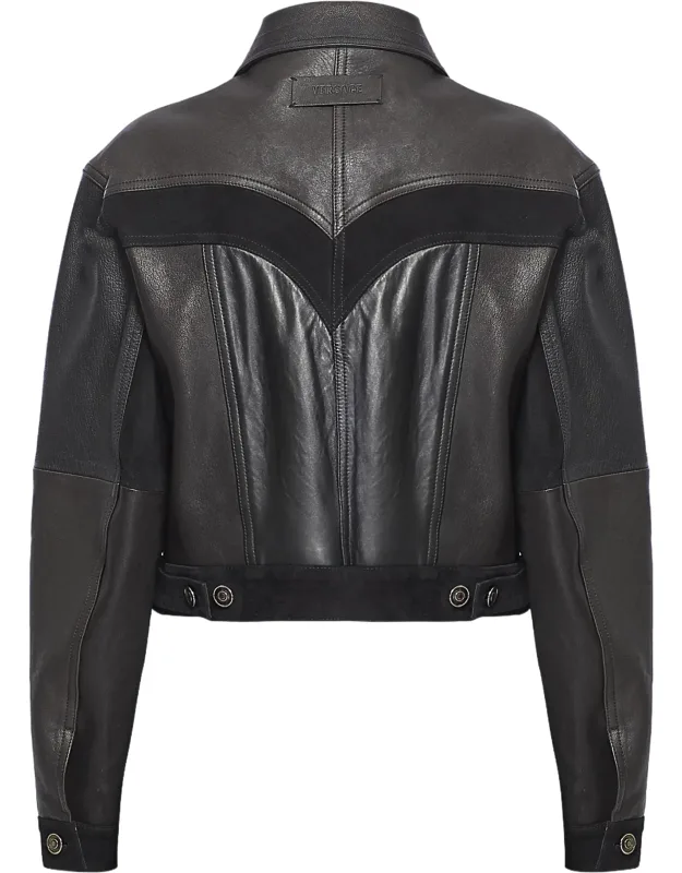 Structured Leather Jacket With Suede Inserts