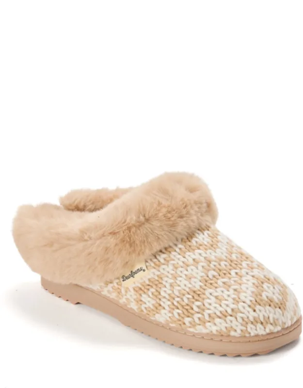 Dearfoams Hannah Festive Knit Clog Slipper - Temperature Regulating, Machine Washable