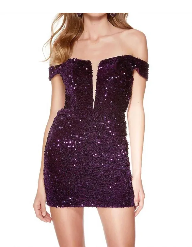 Sequin Off Shoulder Homecoming Dress