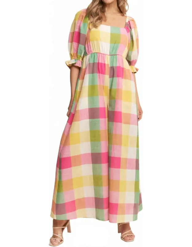 Checkered Wide Leg Jumpsuit