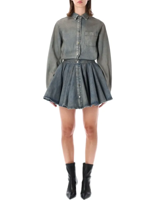 Button-down Denim Mini Dress
