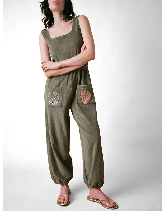 Sleeveless Towelling Terry Jumpsuit