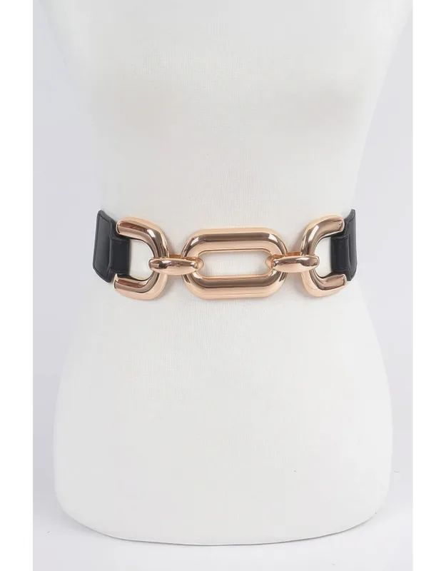 Mixed Chain Belt With Structured Silhouette And Layered Metallic Design