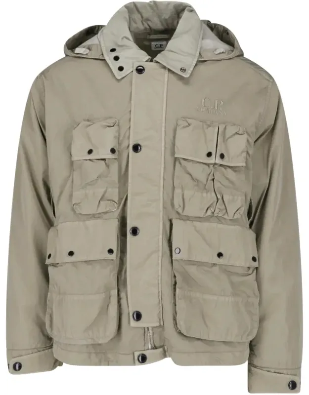 Hooded Heavy Chrome-r Jacket With Distinctive Goggle Lenses