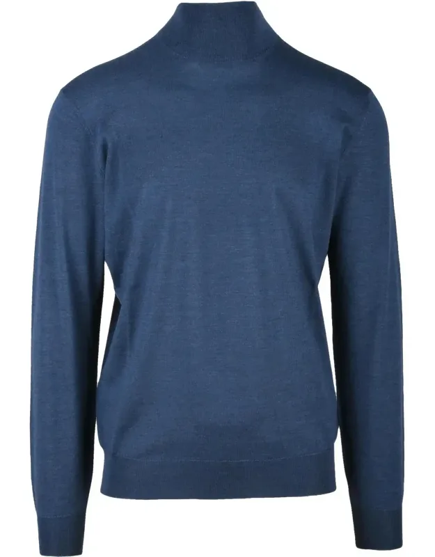 Merino Wool Sweater With Ribbed Mock Neck And Minimalist Design