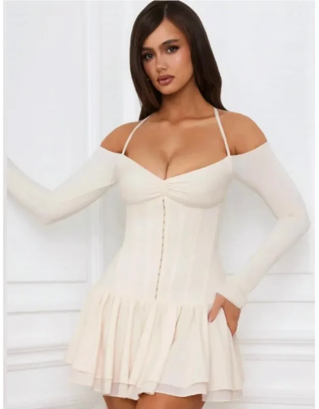 Off-shoulder Tiered Corset Mini Dress