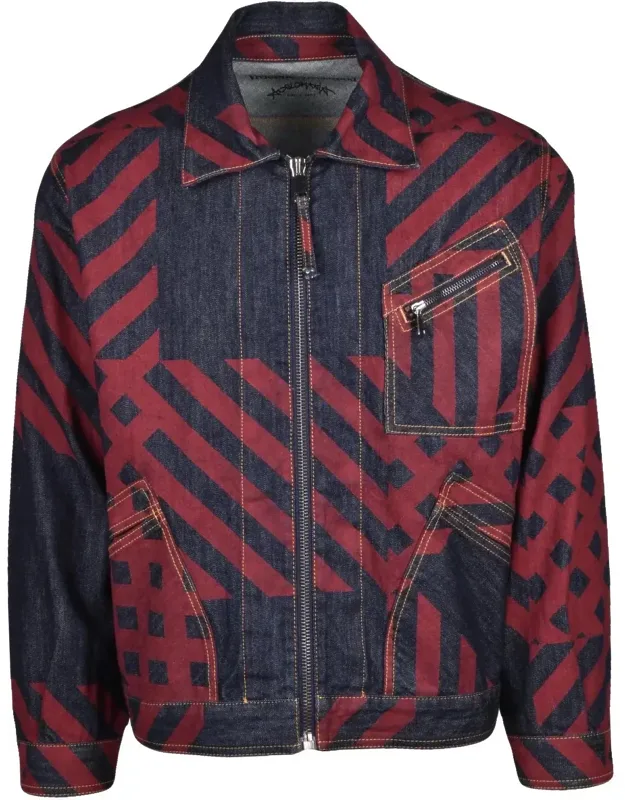 Geometric Pattern Denim Jacket