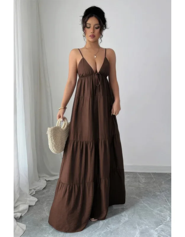Sleeveless Elegant Suspender Aline Maxi Dress