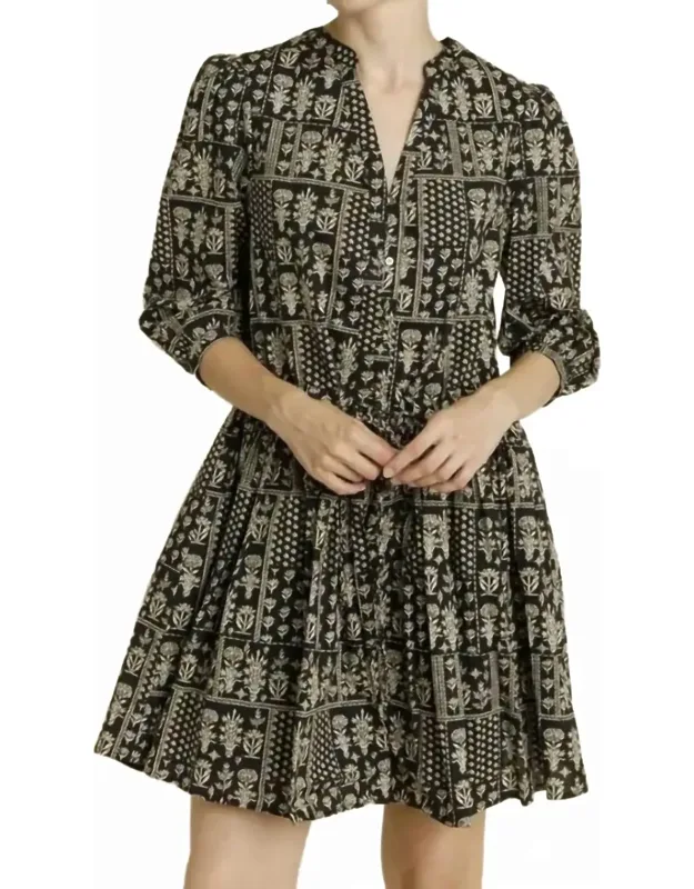 Printed Mini Dress With Tie