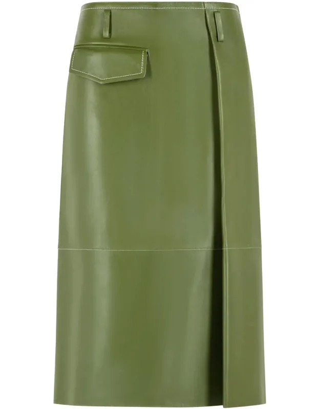 Asymmetric Pocket Midi Skirt