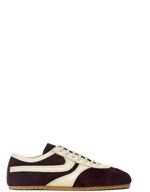 Contrast Strips Suede Calf Leather Sneakers