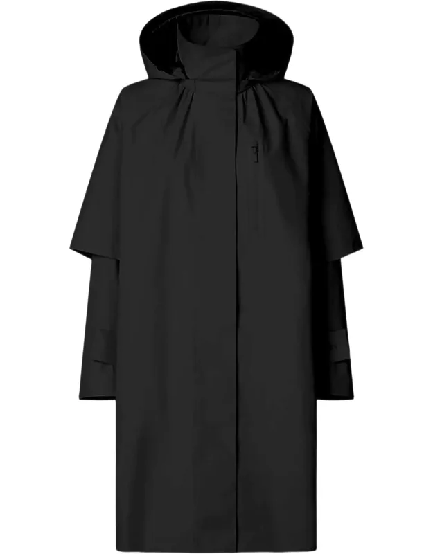 Nylon Jacket With Hood And High Collar