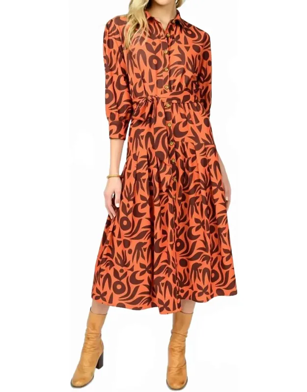 Native Print Shirt Dress