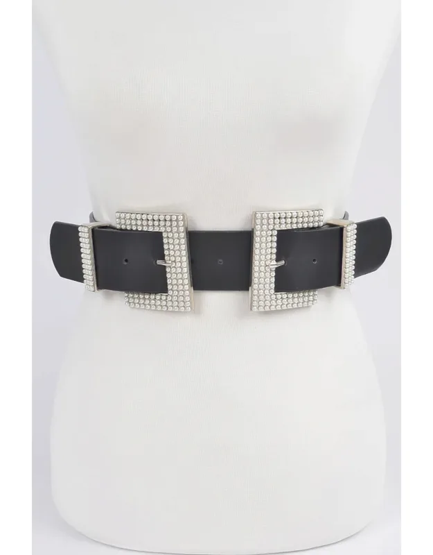 Two Faux Pearl Buckle Waist Belt