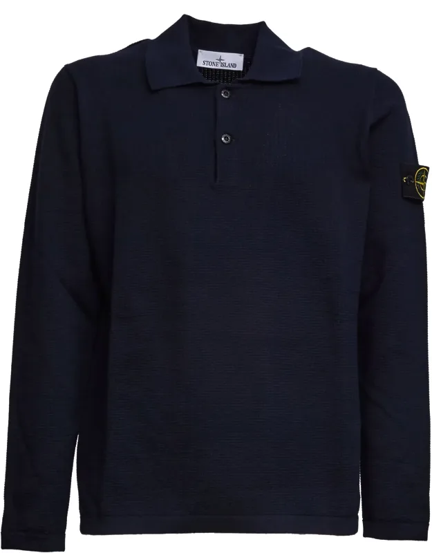 Two Button Long Sleeve Polo Shirt