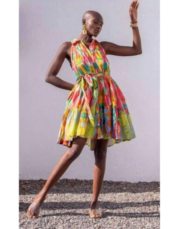 Watercolor Print Mini Dress