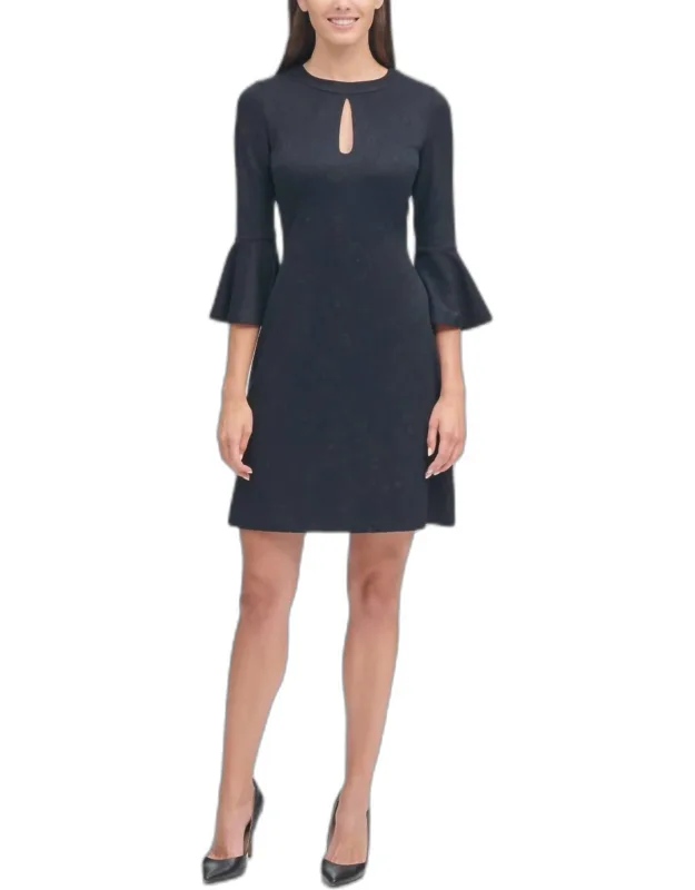 Bell Sleeve Jacquard Dress