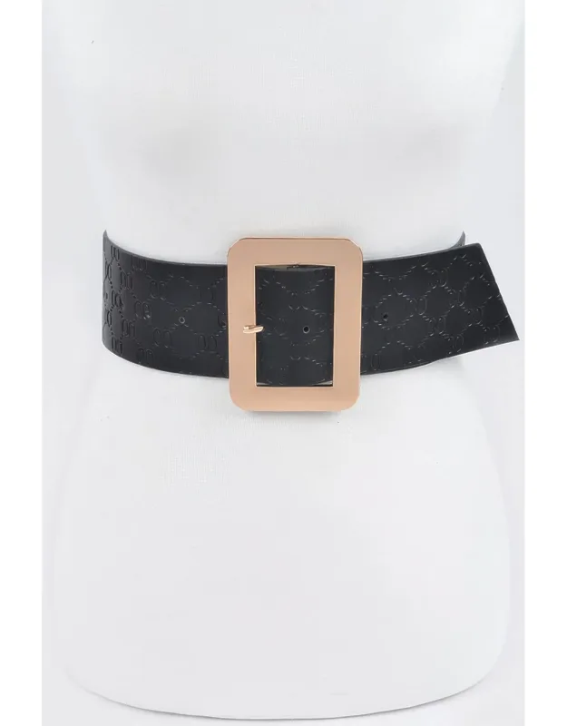 Big Metal Buckle Embossed Belt
