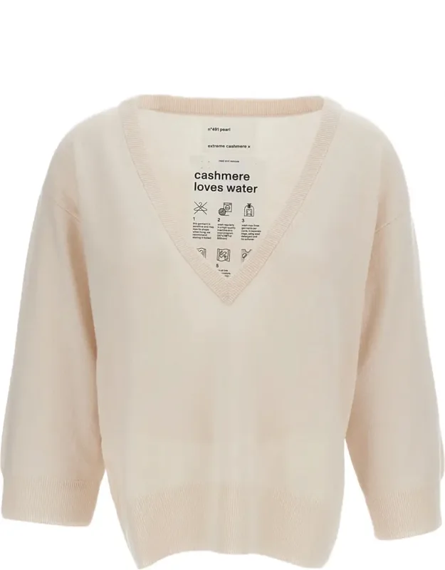 Pearl Cashmere V-neck Sweater